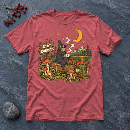 Stay Curious Woodland Wanderer Graphic Tee on Heather Red Everyday Soft Tee