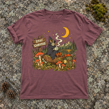 Stay Curious Woodland Wanderer Graphic Tee on Brick Premium Tee
