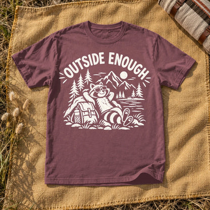Outside Enough Raccoon Graphic Tee on Brick Premium Tee