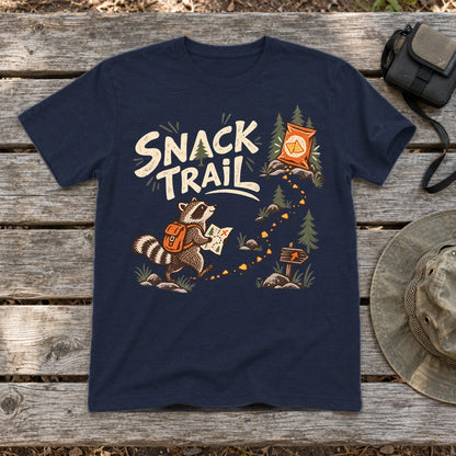 Snack Trail Raccoon Graphic Tee on Navy Everyday Soft Tee