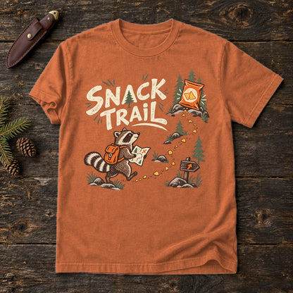 Snack Trail Raccoon Graphic Tee on Yam Premium Tee