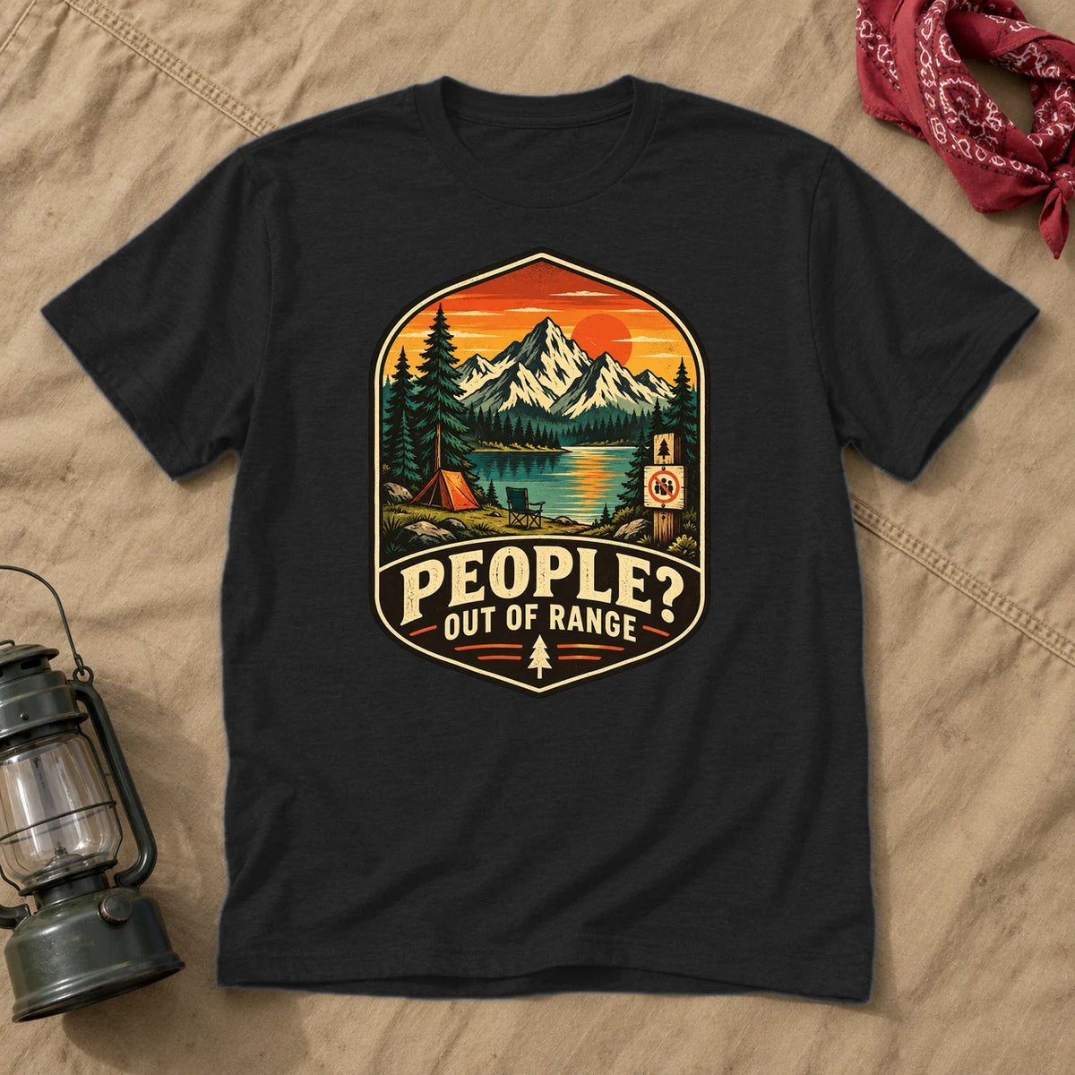 People Out of Range Vintage Graphic Tee on Black Everyday Soft Tee