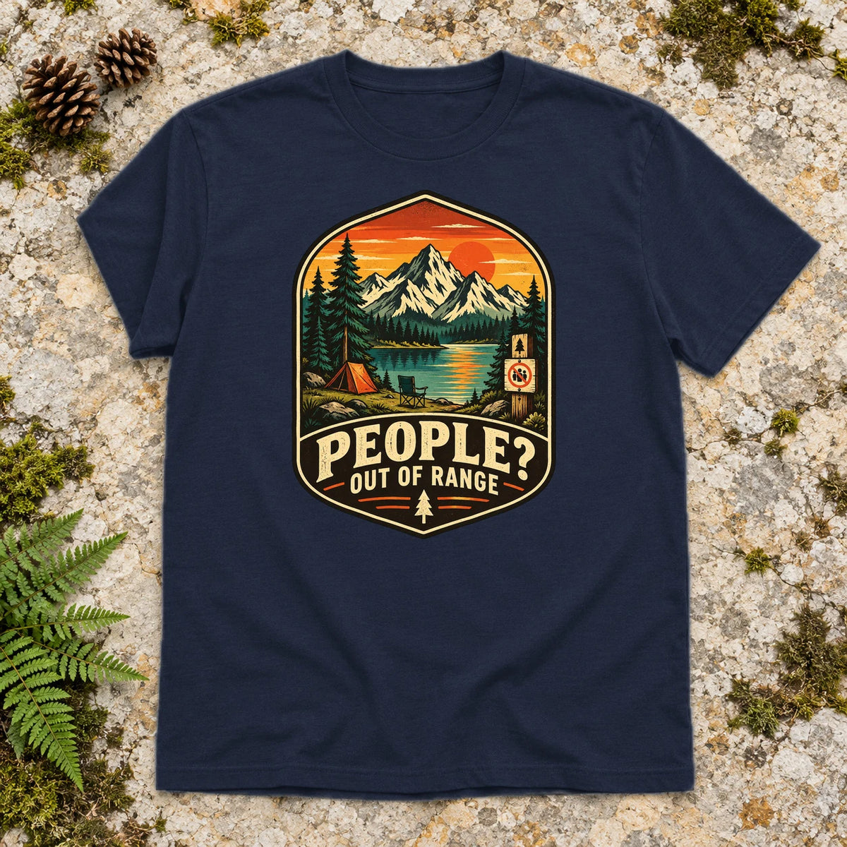 People Out of Range Vintage Graphic Tee on Navy Everyday Soft Tee