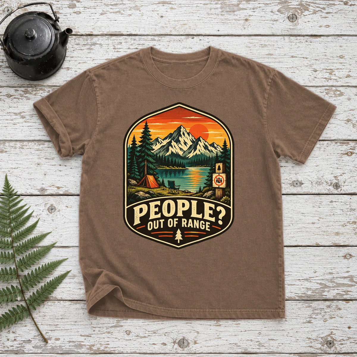 People Out of Range Vintage Graphic Tee on Espresso Premium Tee