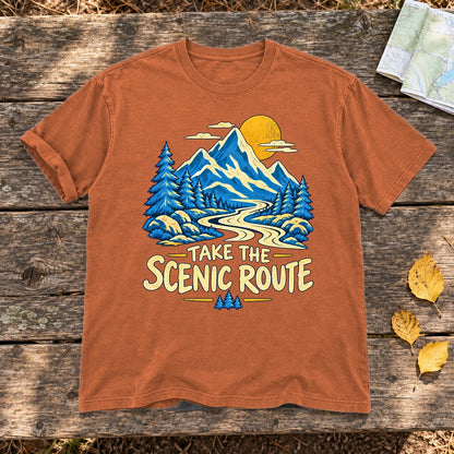 Take The Scenic Route Mountain Graphic Tee on Yam Premium Tee