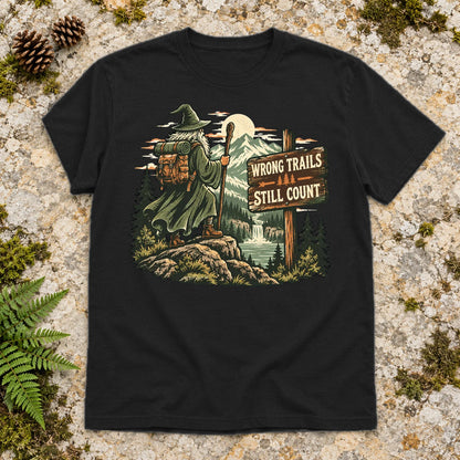 Wrong Trails Still Count Wizard Graphic Tee on Black Everyday Soft Tee
