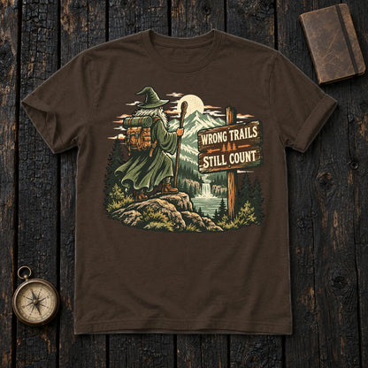 Wrong Trails Still Count Wizard Graphic Tee on Dark Chocolate Everyday Soft Tee