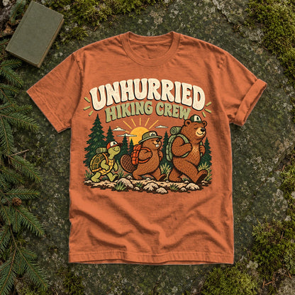 Unhurried Hiking Crew Graphic Tee on Yam Premium Tee