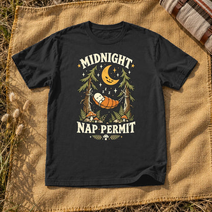 Midnight Nap Permit Ghost Graphic Tee on Black Premium Tee