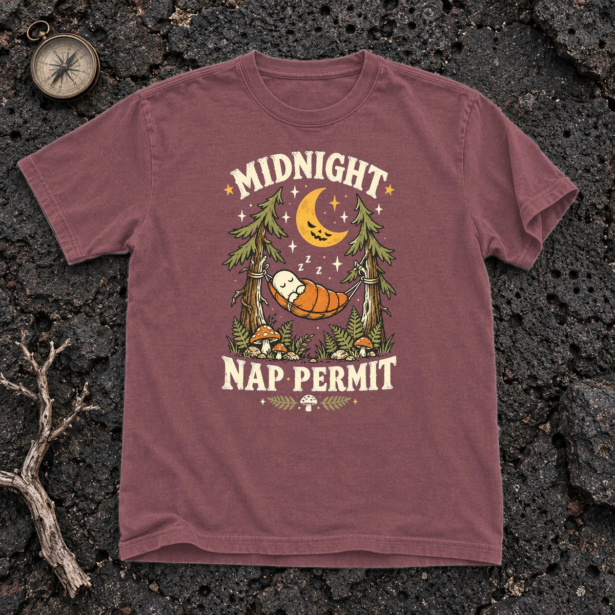 Midnight Nap Permit Ghost Graphic Tee on Brick Premium Tee