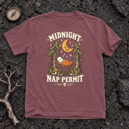 Midnight Nap Permit Ghost Graphic Tee on Brick Premium Tee