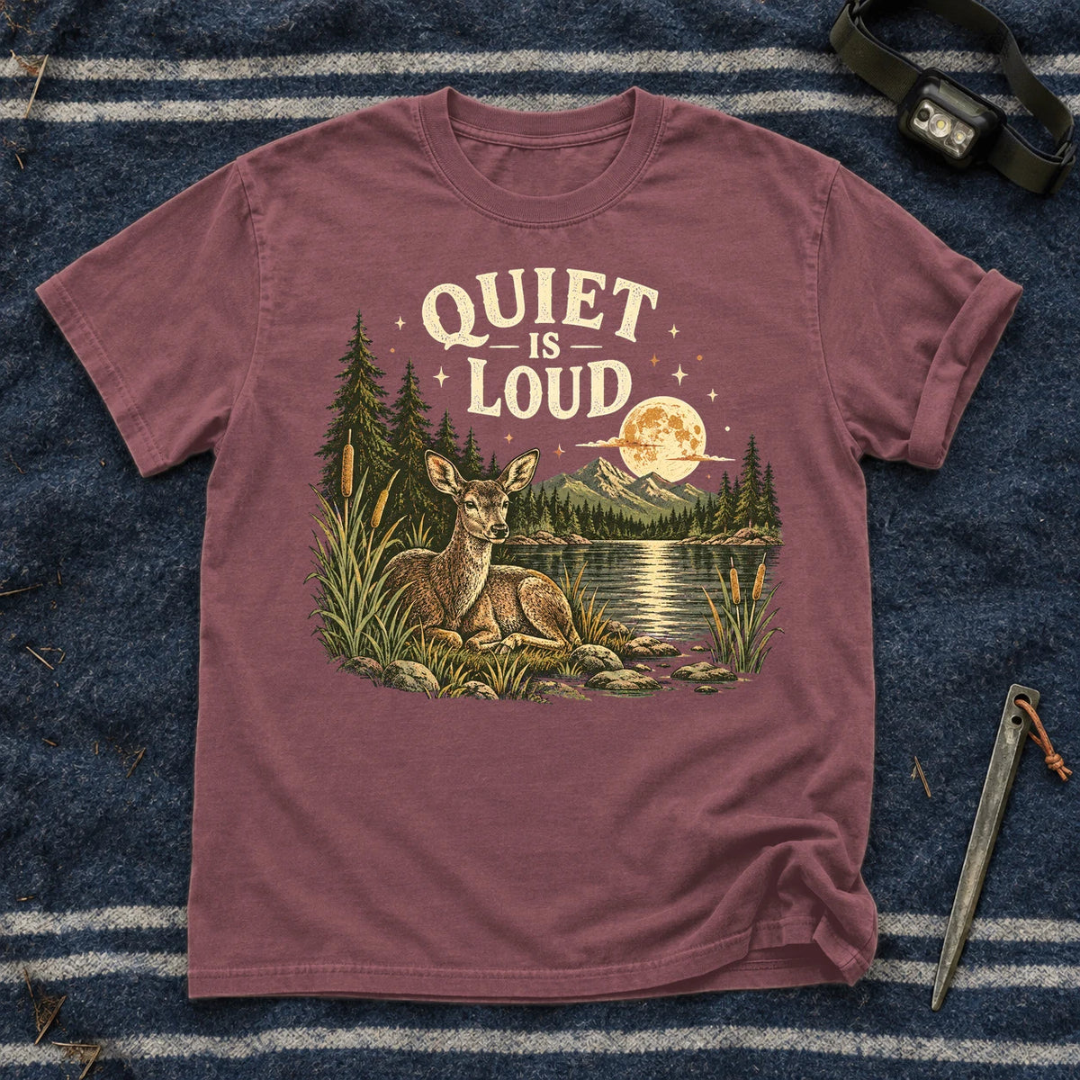 Quiet Is Loud Vintage Deer Graphic Tee on Brick Premium Tee