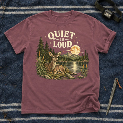 Quiet Is Loud Vintage Deer Graphic Tee on Brick Premium Tee