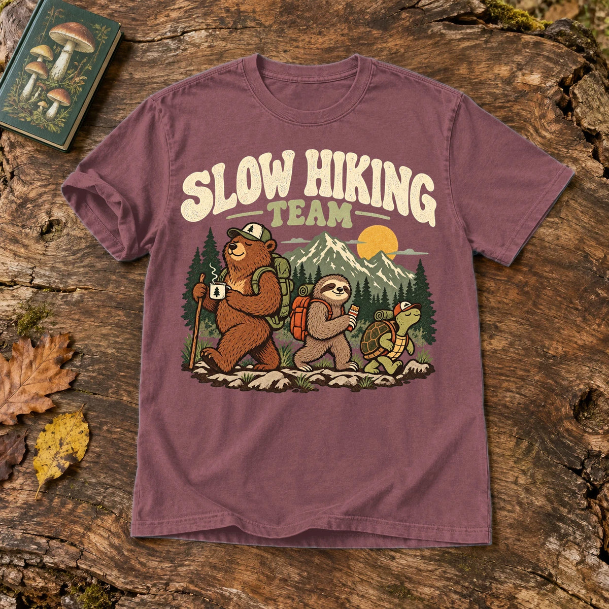 Slow Hiking Team Graphic Tee on Brick Premium Tee