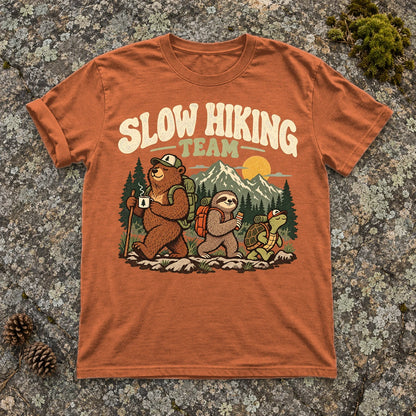 Slow Hiking Team Graphic Tee on Yam Premium Tee