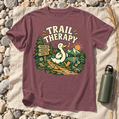 Trail Therapy Hiking Duck Graphic Tee on Brick Premium Tee