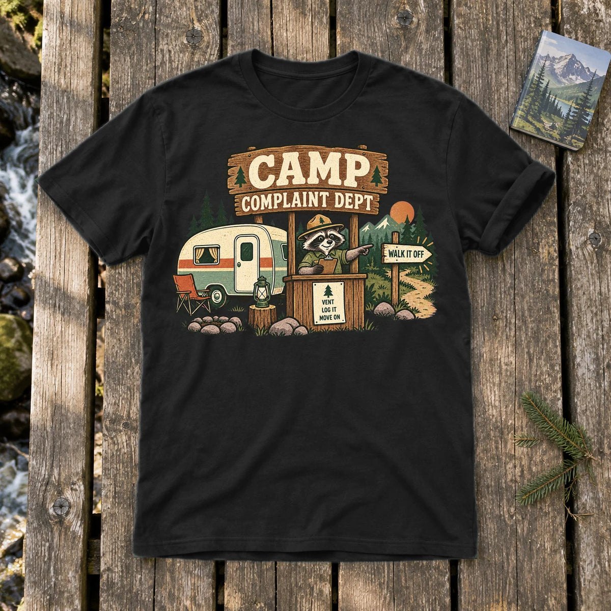 Camp Complaint Dept Graphic Tee on Black Everyday Soft Tee