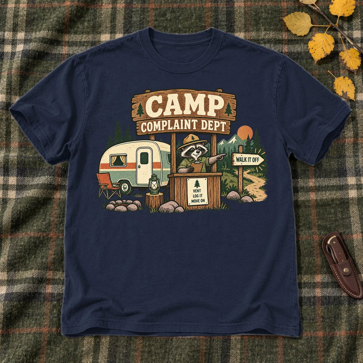 Camp Complaint Dept Graphic Tee on Navy Everyday Soft Tee
