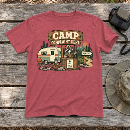 Camp Complaint Dept Graphic Tee on Heather Red Everyday Soft Tee