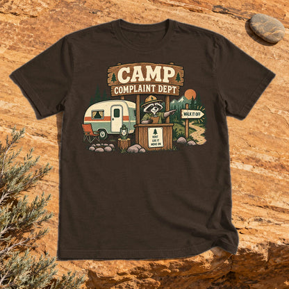 Camp Complaint Dept Graphic Tee on Dark Chocolate Everyday Soft Tee