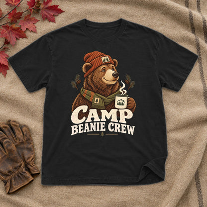 Camp Beanie Crew Graphic Tee on Black Everyday Soft Tee
