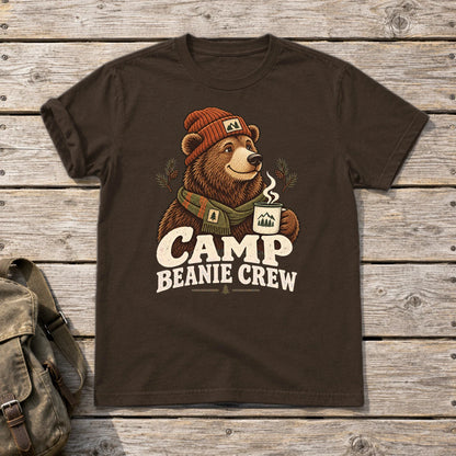 Camp Beanie Crew Graphic Tee on Dark Chocolate Everyday Soft Tee