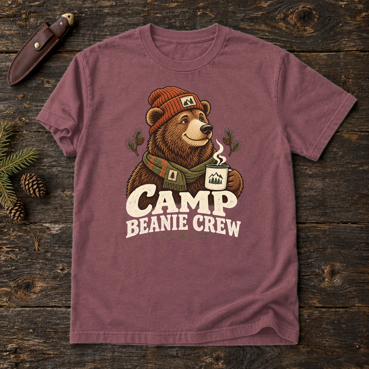 Camp Beanie Crew Graphic Tee on Brick Premium Tee