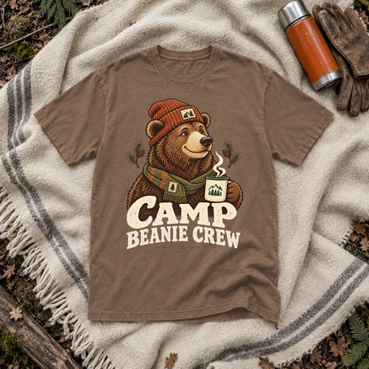 Camp Beanie Crew Graphic Tee on Espresso Premium Tee