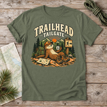 Trailhead Tailgate Otter Graphic Tee on Military Green Everyday Soft Tee