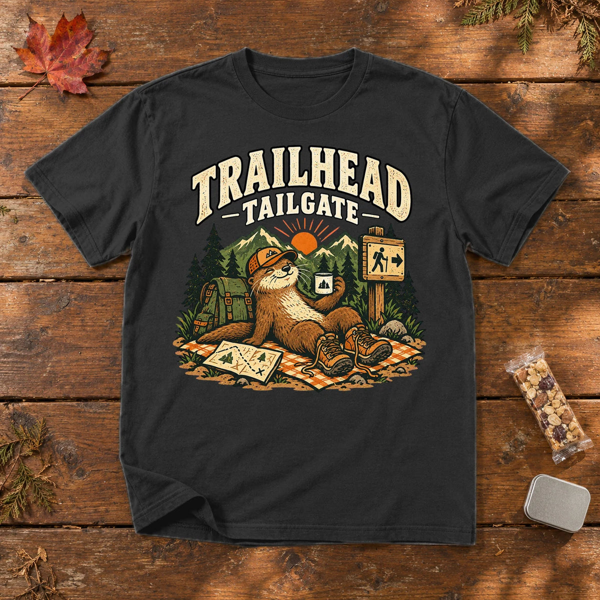 Trailhead Tailgate Otter Graphic Tee on Black Premium Tee