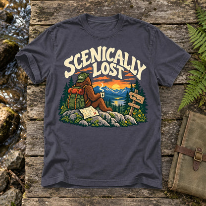 Scenically Lost Bigfoot Graphic Tee on Navy Premium Tee