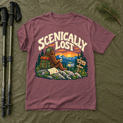 Scenically Lost Bigfoot Graphic Tee on Brick Premium Tee