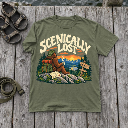 Scenically Lost Bigfoot Graphic Tee on Moss Premium Tee