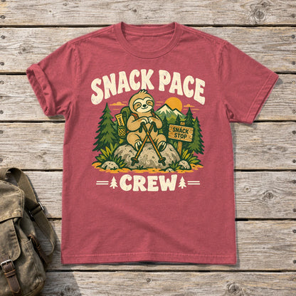 Snack Pace Crew Sloth Graphic Tee on Heather Red Everyday Soft Tee