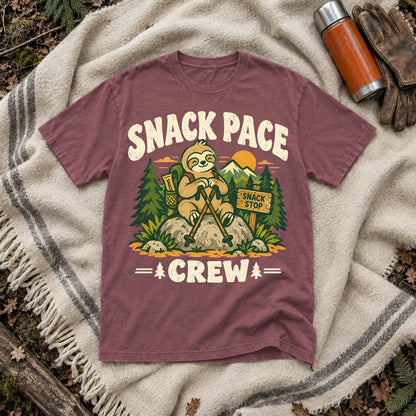 Snack Pace Crew Sloth Graphic Tee on Brick Premium Tee