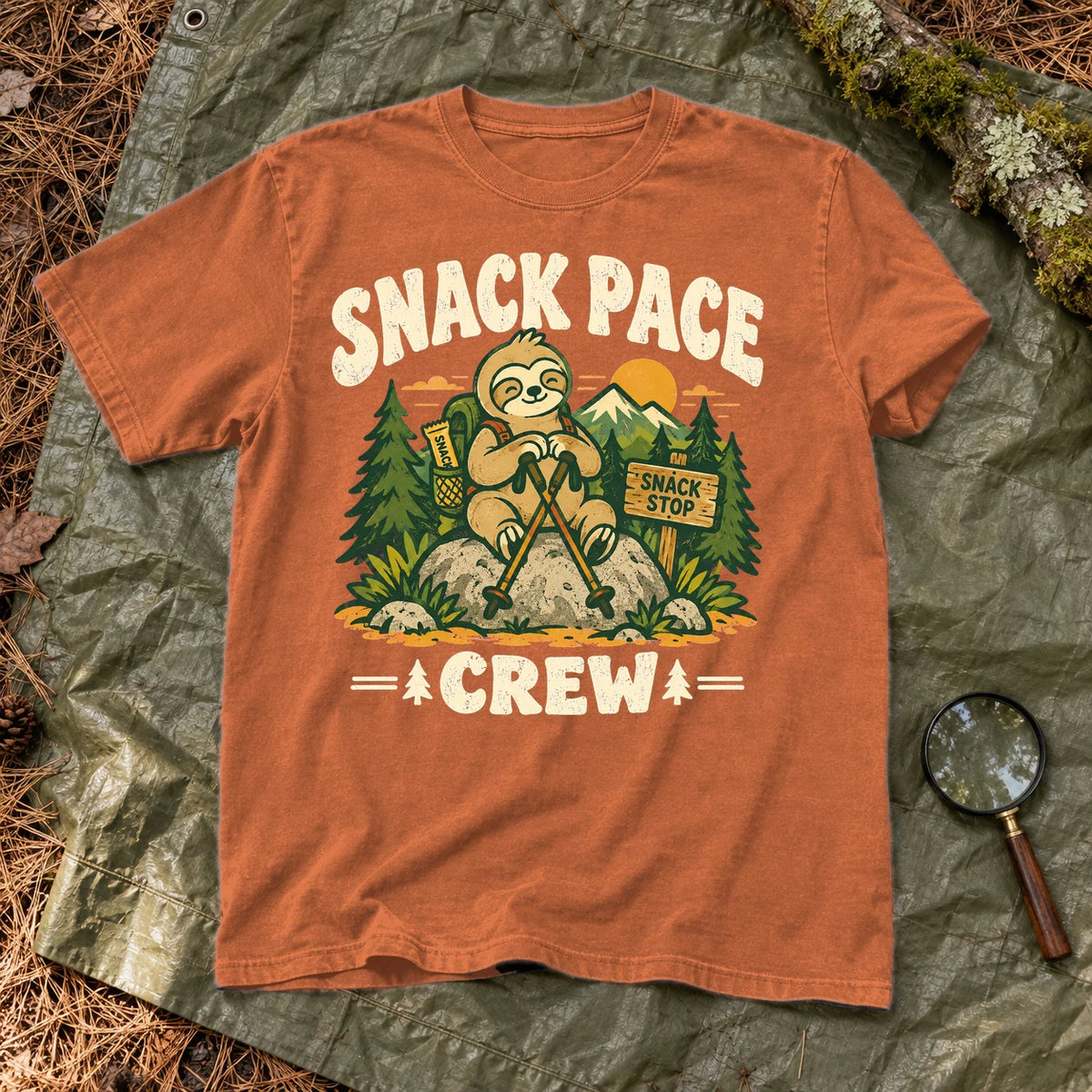 Snack Pace Crew Sloth Graphic Tee on Yam Premium Tee