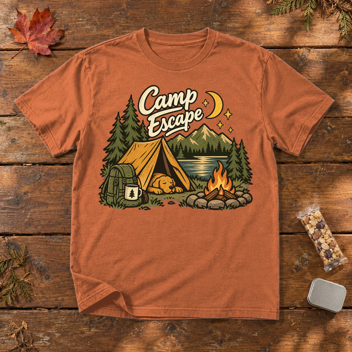 Camp Escape Vintage Camping Graphic Tee on Yam Premium Tee