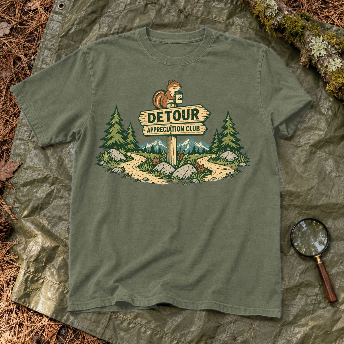 Detour Appreciation Club Graphic Tee on Moss Premium Tee