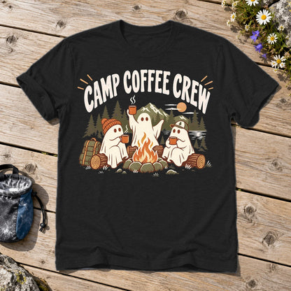 Camp Coffee Crew Ghost Graphic Tee on Black Everyday Soft Tee