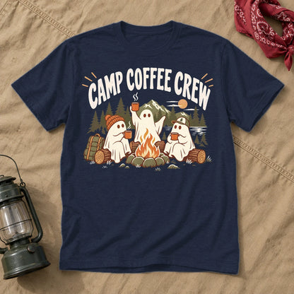 Camp Coffee Crew Ghost Graphic Tee on Navy Everyday Soft Tee