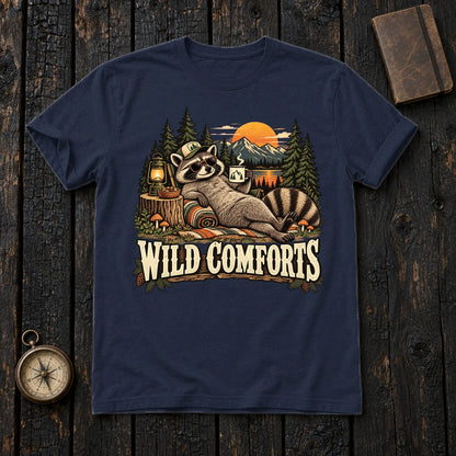 Wild Comforts Raccoon Graphic Tee on Navy Everyday Soft Tee