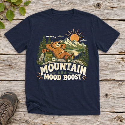 Mountain Mood Boost Bear Graphic Tee on Navy Everyday Soft Tee