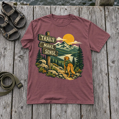 Trails Make Sense Hiking Dog Graphic Tee on Brick Premium Tee