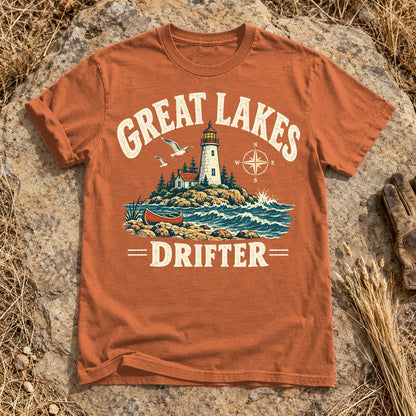 Great Lakes Drifter Lighthouse Graphic Tee on Yam Premium Tee