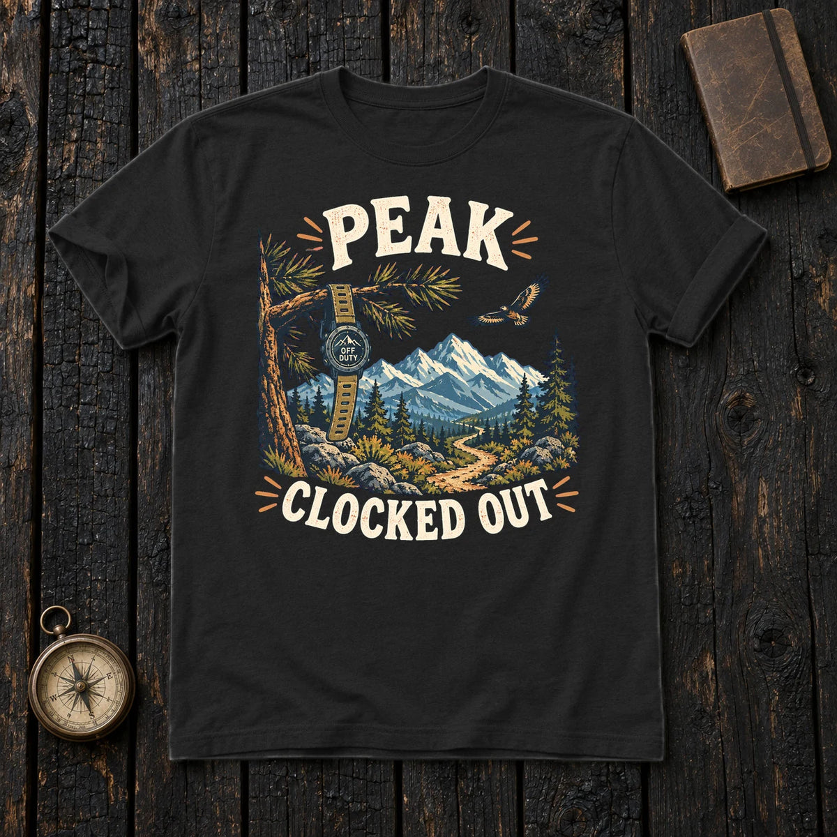 Peak Clocked Out Graphic Tee on Black Everyday Soft Tee