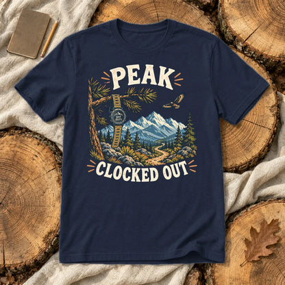 Peak Clocked Out Graphic Tee on Navy Everyday Soft Tee