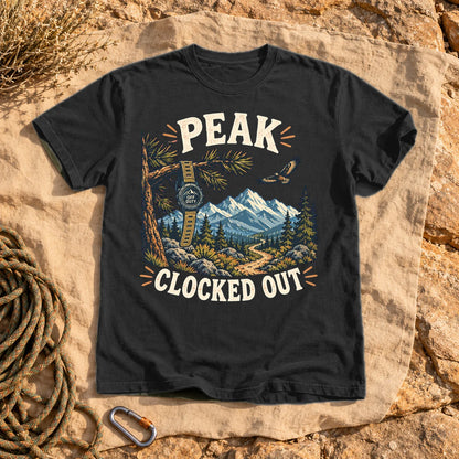 Peak Clocked Out Graphic Tee on Black Premium Tee