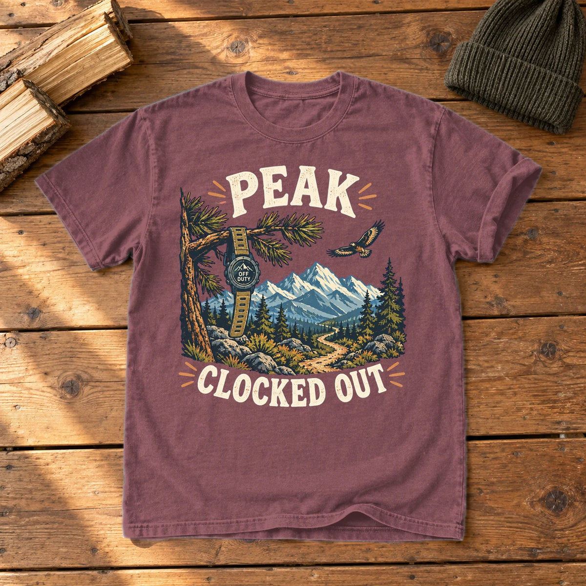 Peak Clocked Out Graphic Tee on Brick Premium Tee
