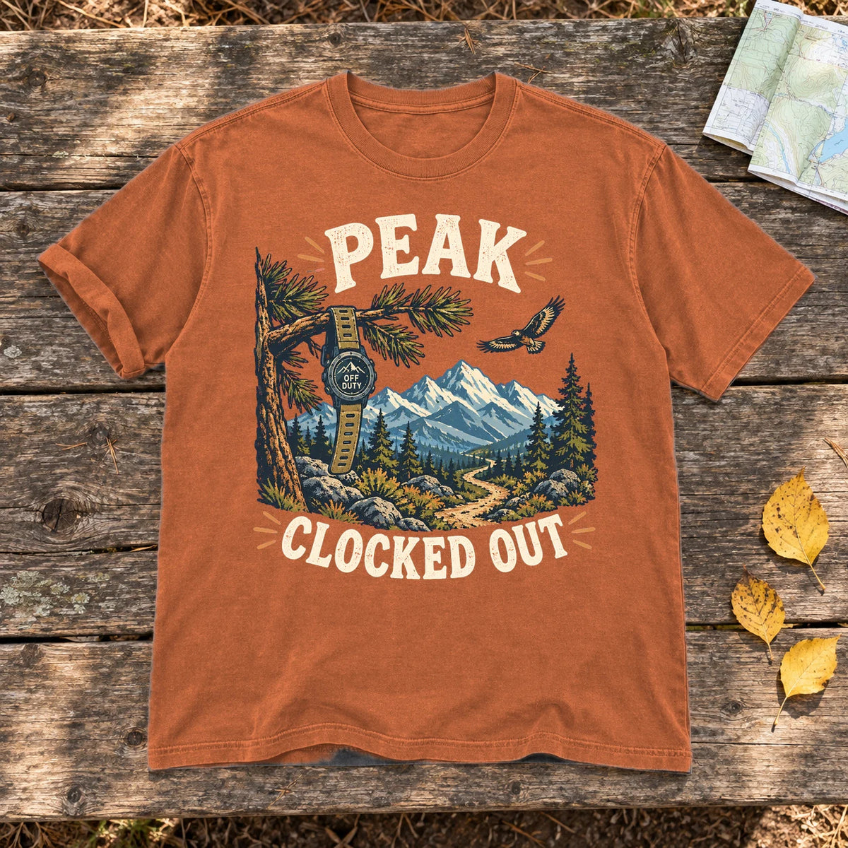 Peak Clocked Out Graphic Tee on Yam Premium Tee