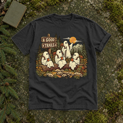Good Trails Ghost Hikers Graphic Tee on Black Premium Tee